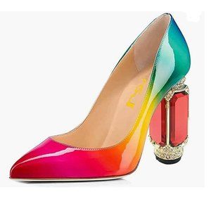 FSJ Multicolor Gradient Heels with Jewel Accent